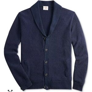 Mens Brooks Brothers Navy Blue 100% Cotton Shawl Collar Cardigan Sweater- NWT